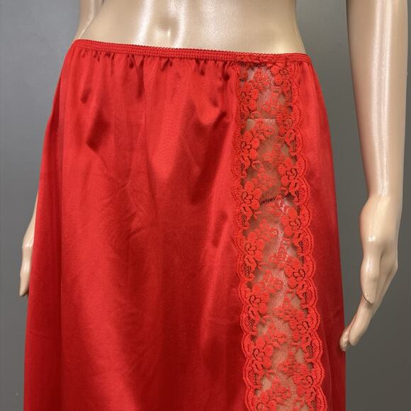 Vintage Perfectform Half Slip Plus Size X Waist 32/34 Red Wide Lace Nylon Sheer - Picture 3 of 8